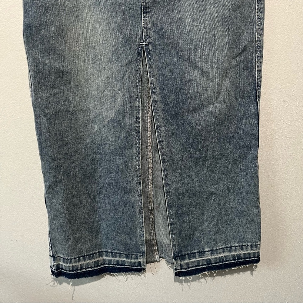 HAPPILY GREY-NWT Denim Long Maxi A Line Skirt with Slit Size 3/25 - Picture 4 of 5
